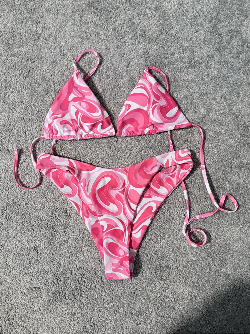 Pink Swirl String Bikini Set